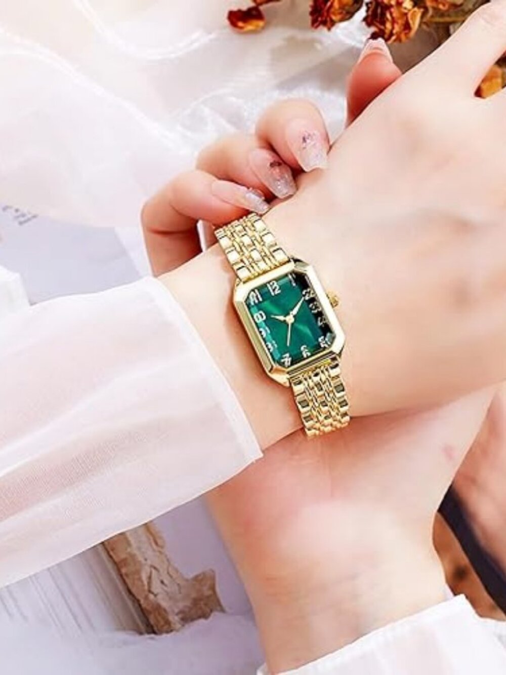 Luxury Square Women’s Watch  Stainless Steel Band Quartz Water Resistant Fashion